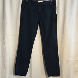 Nili Lotan East Hampton Cropped Raw Hem Navy Cotton Twill Pants Size 0